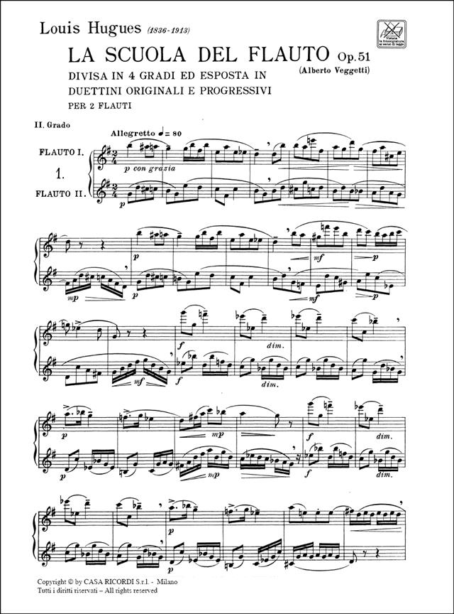 La scuola del flauto Op. 51 - II Grado - Divisa In 4 Gradi Ed Esposta In Duettini Originali E Progressivi - Per Due Flauti - duet pro příčné flétny